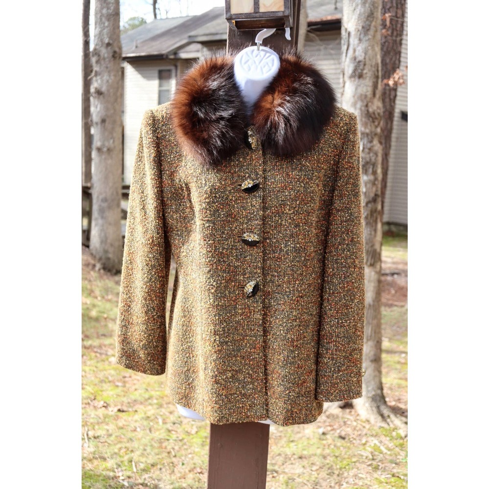 Women's Lily & Taylor Knit Blazer Fox Fur Trimmed Size 6